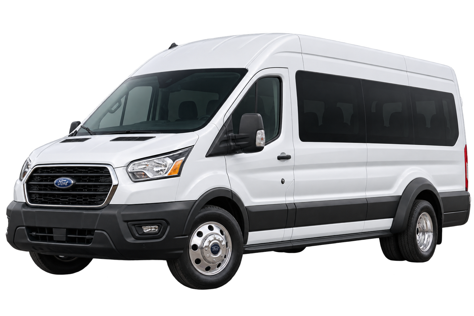 Illustration of a white high-roof passenger van
